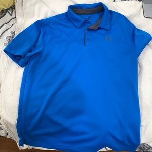 Under Armour. Polo. Royal blue. Large. Used - good condition. Loose fit.